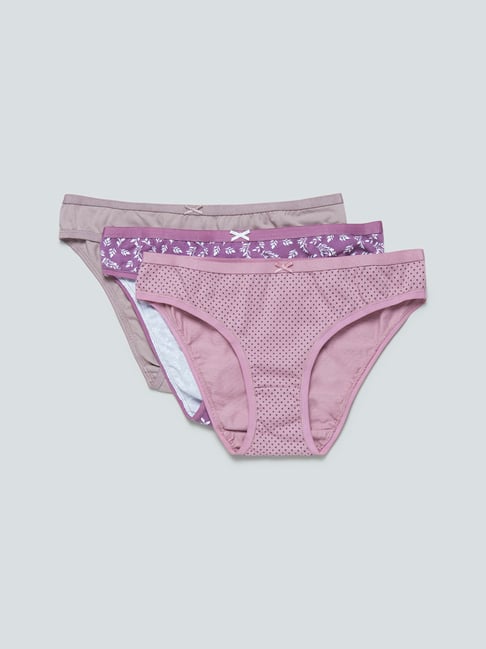 Wunderlove by Westside Purple Bikini Briefs Set Of Three Price in India
