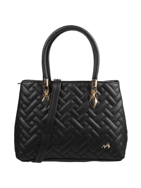 Women's Small Black Genuine Leather Quilted Crossbody Chain Handbag - ROMY  TISA