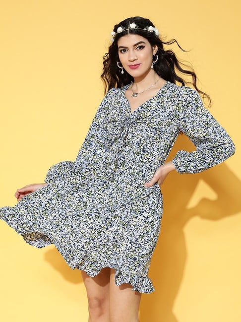 Melon by Pluss Blue Floral Print A-Line Dress-picture-12