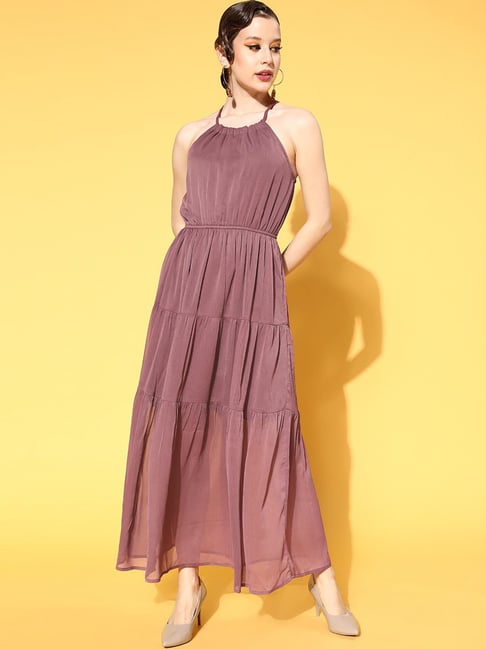 Melon by Pluss Dusty Pink Sleeveless Maxi Dress Price in India