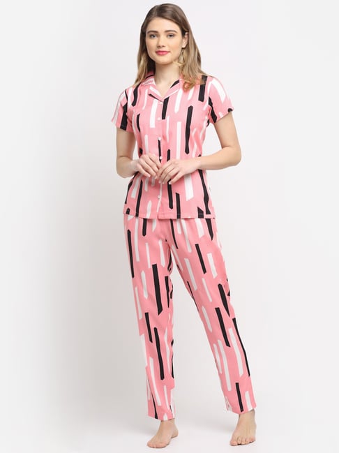 Claura Pink Printed Shirt With Pyjamas-picture-15