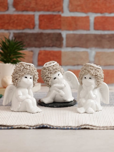 Tayhaa White Ceramic Showpiece - Set of 3-picture-12