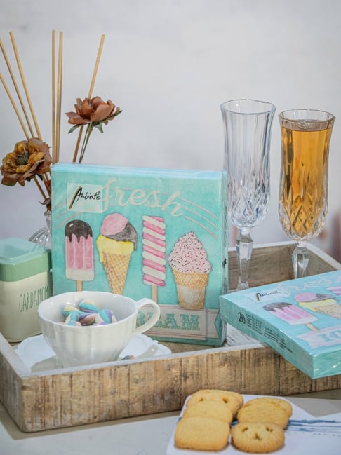 Goodhomes Self Multicolor Paper Napkin - Pack of 2