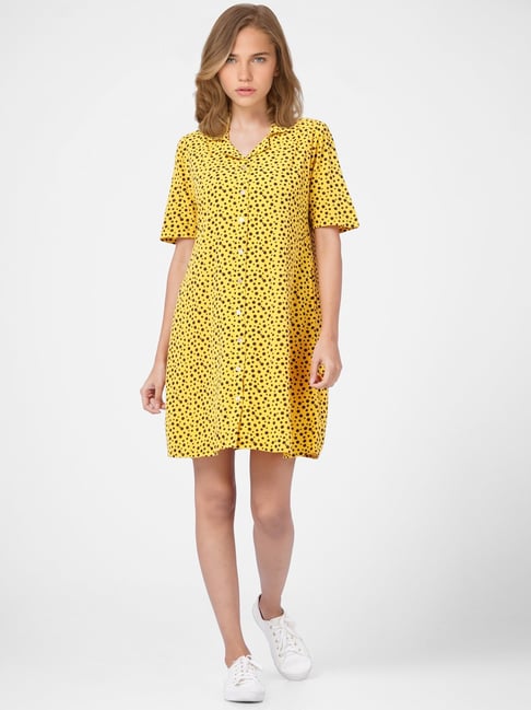 Only Yellow Printed Shirt Dress Price in India
