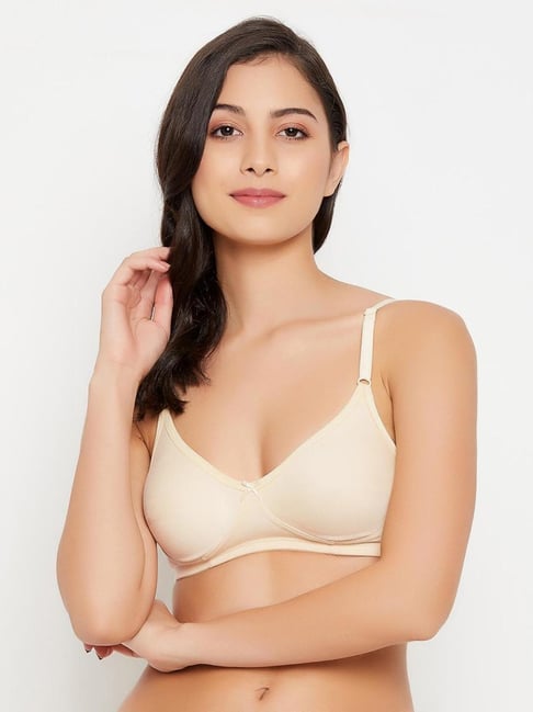 Buy Non-Padded Non-Wired Full Cup T-shirt Bra in Beige - Cotton Rich Online  India, Best Prices, COD - Clovia - BR0184G24