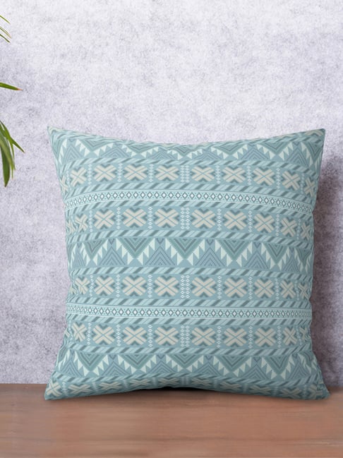 Petal Home Hooghly Motif Blue Cotton Cushion Cover