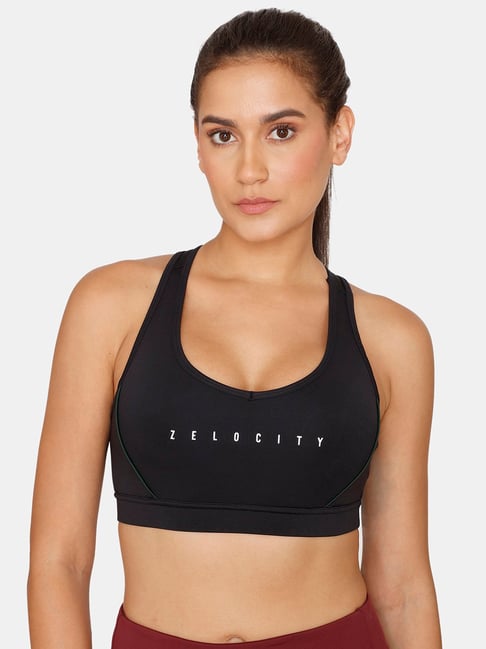 Buy Zelocity by Zivame Black Printed Sports Bra for Women's Online