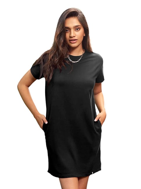 The Souled Store Black Mini T-Shirt Dress Price in India