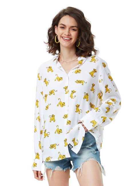 The Souled Store White & Yellow Printed Shirt Price in India