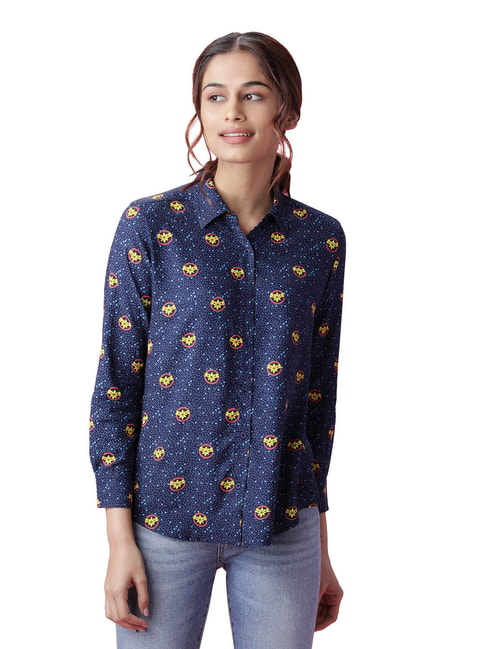 The Souled Store Navy Printed Shirt Price in India