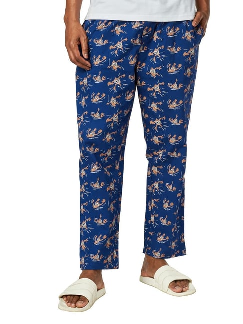 Buy The Souled Store Blue Regular Fit Printed Pyjamas for Mens