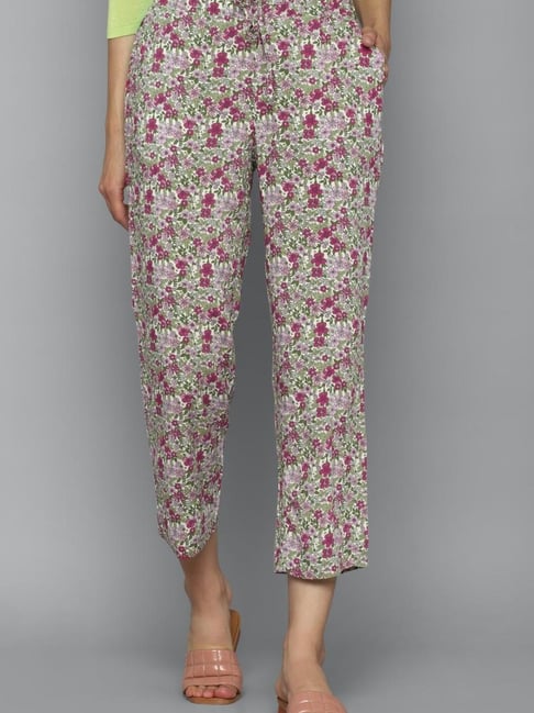 Womens Pants High Waist Sarouel Ample Floral Pattern Elastic Belt Pants  Tailor Floral Pants