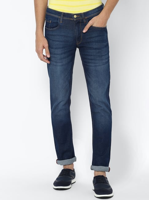 Allen Solly Blue Skinny Fit Lightly Washed Jeans