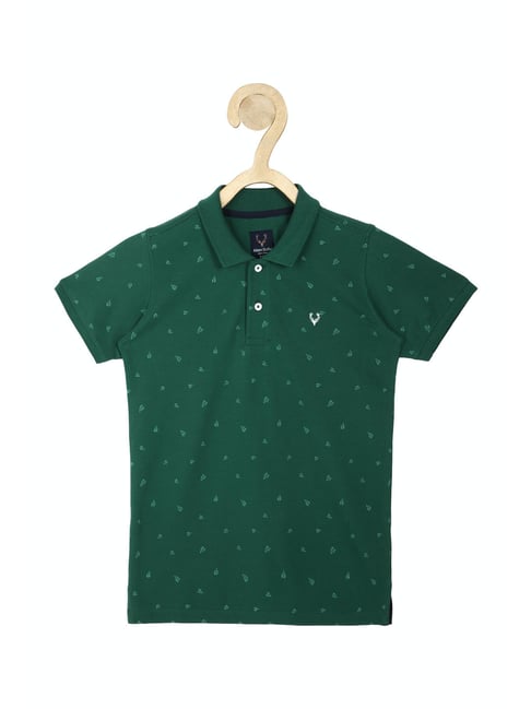 Allen Solly Junior Dark Green Printed Polo T-Shirt