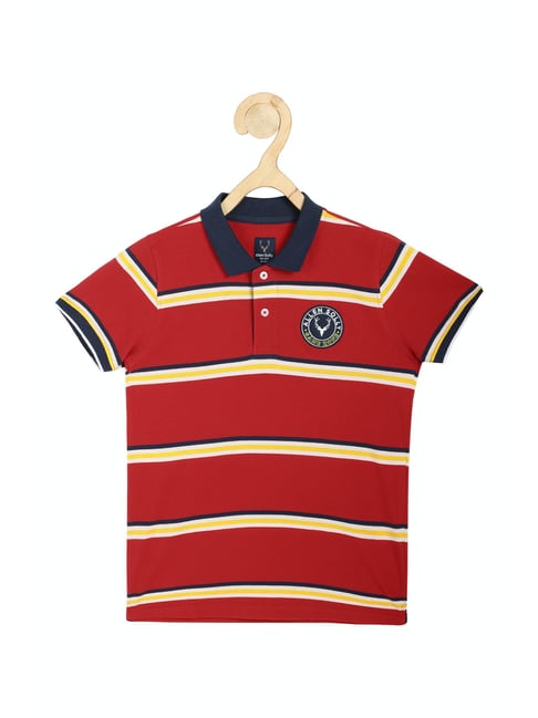 Allen Solly Junior Red Striped Polo T-Shirt