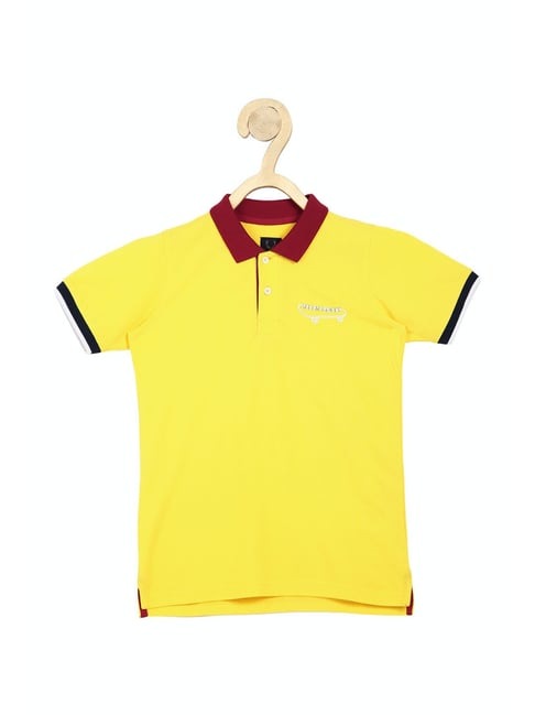 Allen Solly Junior Yellow Solid Polo T-Shirt