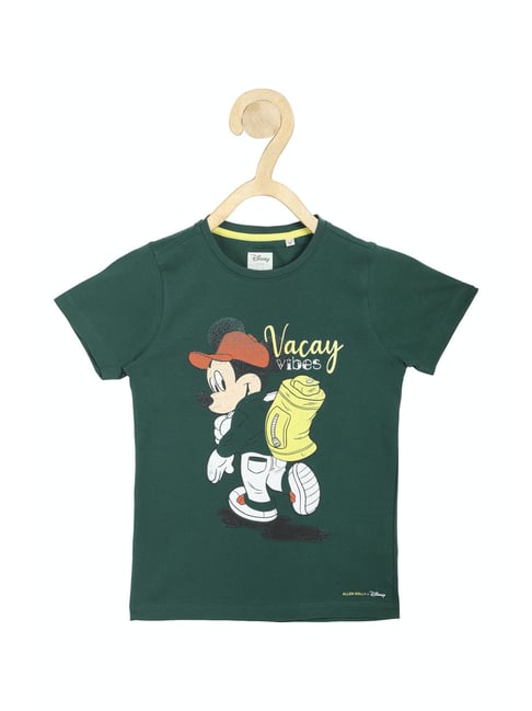 Allen Solly Junior Dark Green Micky Print T-Shirt