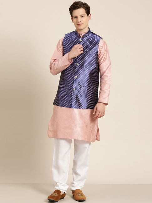 Buy Pink Draped Kurta Jacket Set Online in India @Manyavar - Kurta Jacket  Set for Men