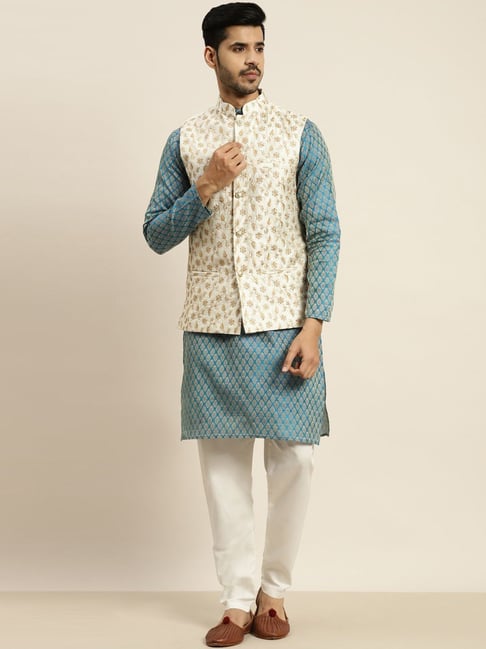 Stylish Rama Green Nehru Jacket Set