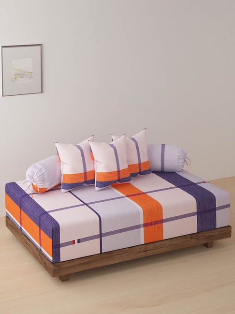 Klotthe Printed Multicolor 210 TC Cotton Single Diwan Set