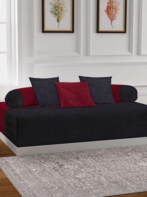 Klotthe Solid Red 210 TC Cotton Single Diwan Set