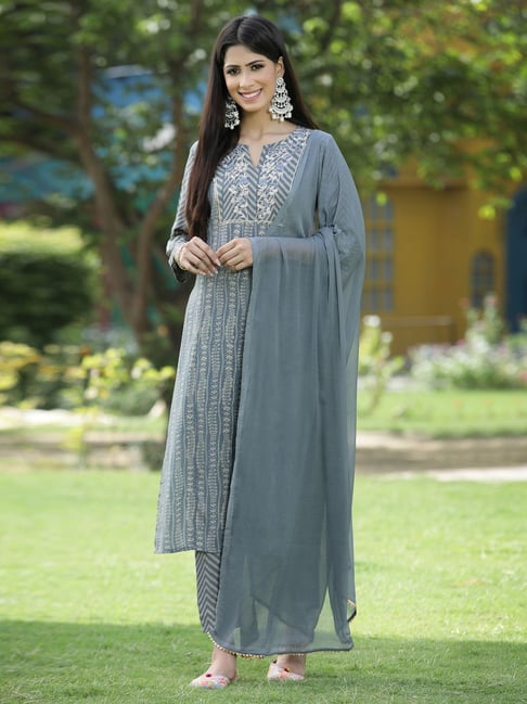 Buy Pink Cotton Printed Floral V Neck Straight Kurta And Pant Set For Women  by Pheeta Online at Aza Fashions.