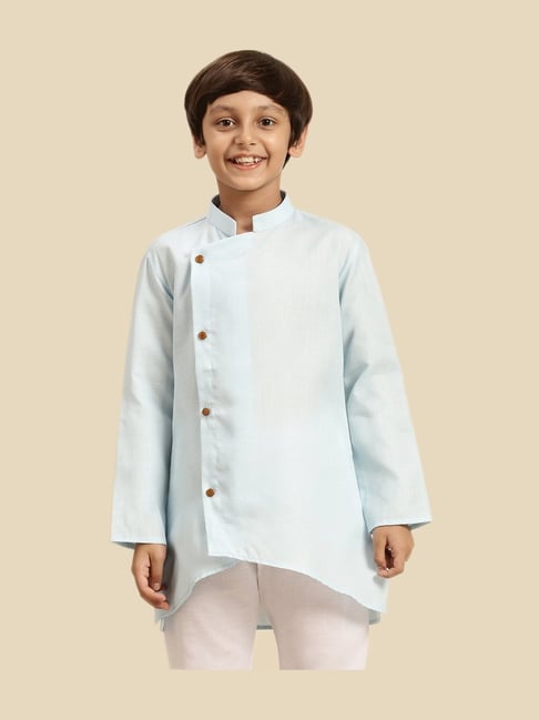 Sanwara Kids Sky Blue Cotton Regular Fit Kurta-picture-42