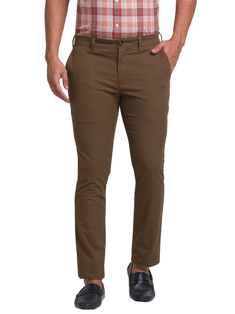 Buy COLOR PLUS Green Solid Cotton Stretch Tailored Fit Mens Trousers   Shoppers Stop