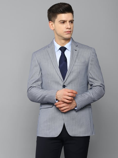 Buy Louis Philippe Louis Philippe Men Blue Self-Design Slim Fit  Single-Breasted Casual Blazer at Redfynd