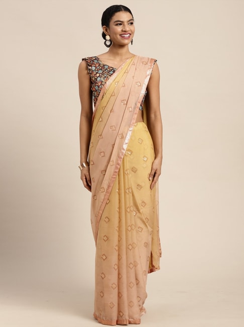 Buy Saree Mall Beige Printed Pashmina Silk Saree with Blouse for Women  Online @ Tata CLiQ