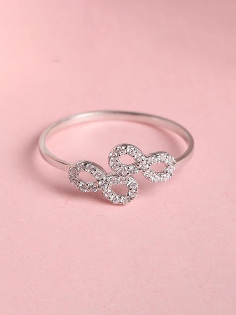 Double Infinity Ring With Diamond Accents | Jewelry by Johan - 7.5 / 14k  Rose Gold - Jewelry by Johan