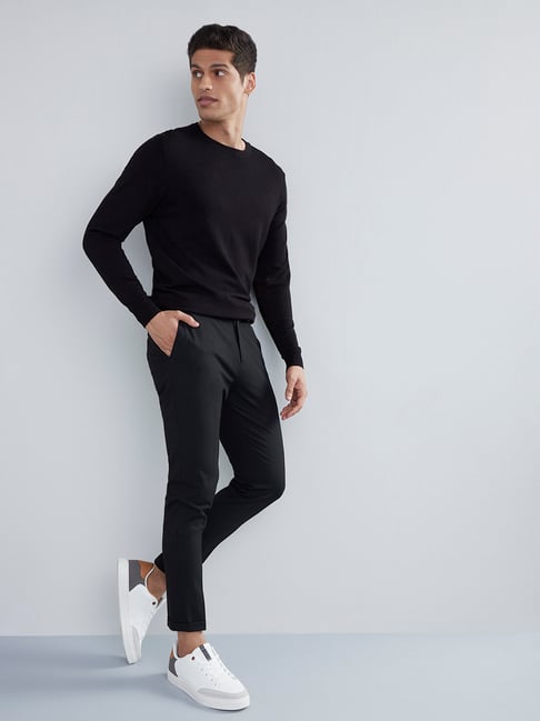 Buy WES Formals Solid Off White Slim Fit Turtle Neck Sweater from Westside