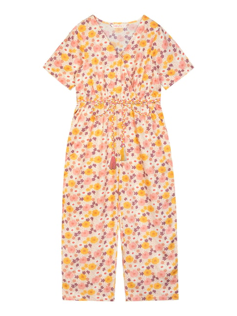 Budding Bees Kids Multicolor Floral Print Jumpsuit