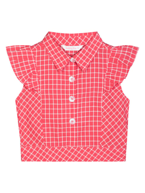 Budding Bees Kids Red Checks Top