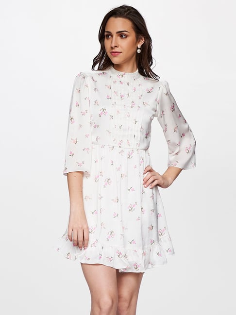 AND Off White Printed Mini A Line Dress Price in India