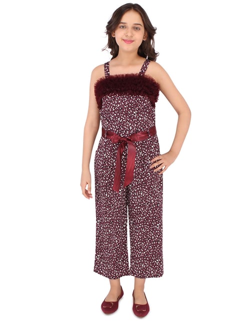Cutecumber Kids Maroon Printed Jumpsuit