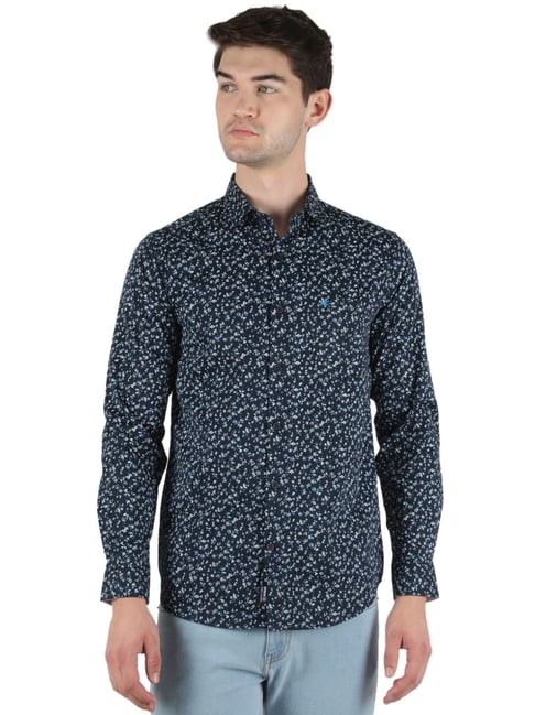 Monte Carlo Navy Regular Fit Printed Shirts-picture-25