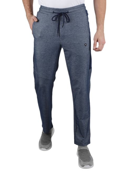 Monte Carlo Blue Regular Fit Self Pattern Track Pants