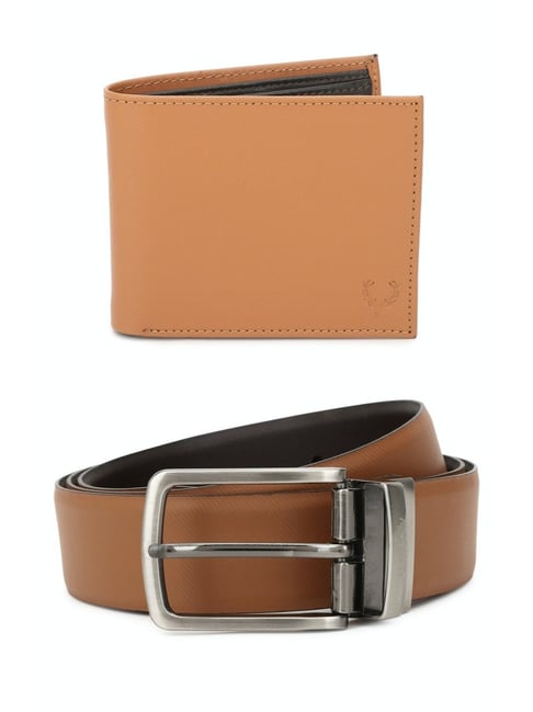 Allen Solly Brown Leather Belt and Wallet