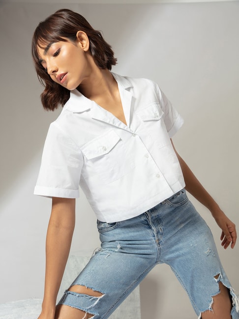 Twenty Dresses White Relaxed Fit Shirt Price in India