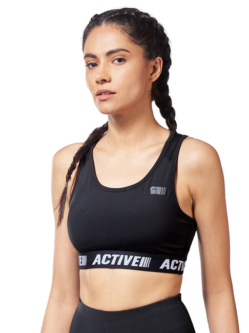 The Souled Store Black Non-wired Non-padded Sports Bra Price in India