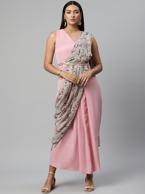 Buy saree by saree mandir Satin wrap Maxi Dress (Girls-cloby_red_3_4 Years)  at Amazon.in
