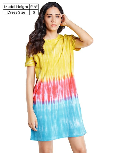 The Souled Store Multicolor Tie - Dye T-Shirt Dress Price in India
