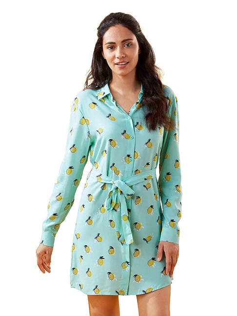The Souled Store Mint Printed Shirt Dress Price in India