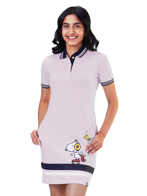 The Souled Store Lavender Printed T-Shirt Dress Price in India