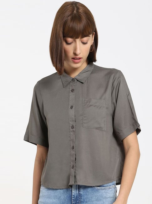 Bewakoof Grey Regular Fit Shirt Price in India