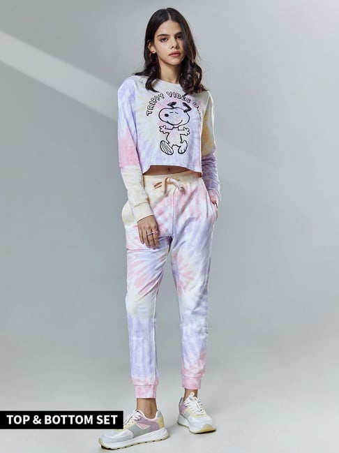 Buy The Souled Store Multicolor Tie Dye Sweatshirt With Joggers