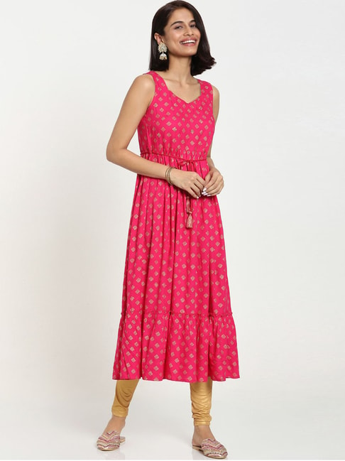 Bewakoof Pink Printed A-Line Dress Price in India