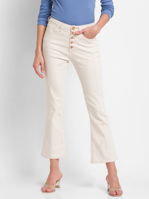 Buy Spykar White Cotton High Rise Jeans for Women Online Tata CLiQ