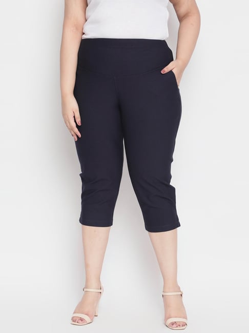 Buy PlusS Black Regular Fit Capris for Women Online @ Tata CLiQ